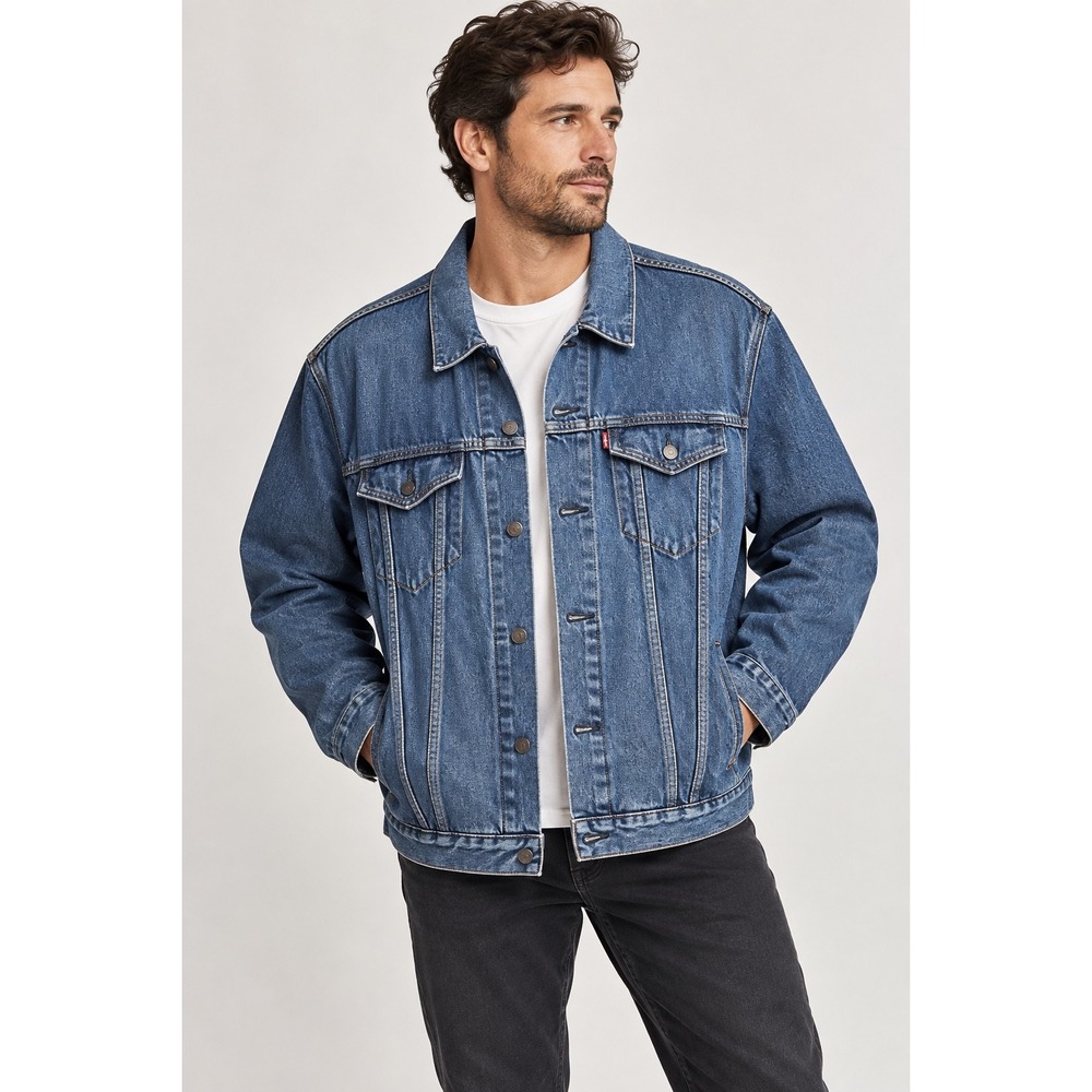 Levi's 72334 Men's Denim Trucker Jacket Medium Wash Red Tab XXL